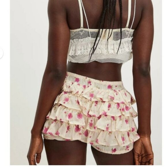 Free People Ruffle Up Bloomer Mid Rise Floral Print Shorts Size M - New - Picture 2 of 10